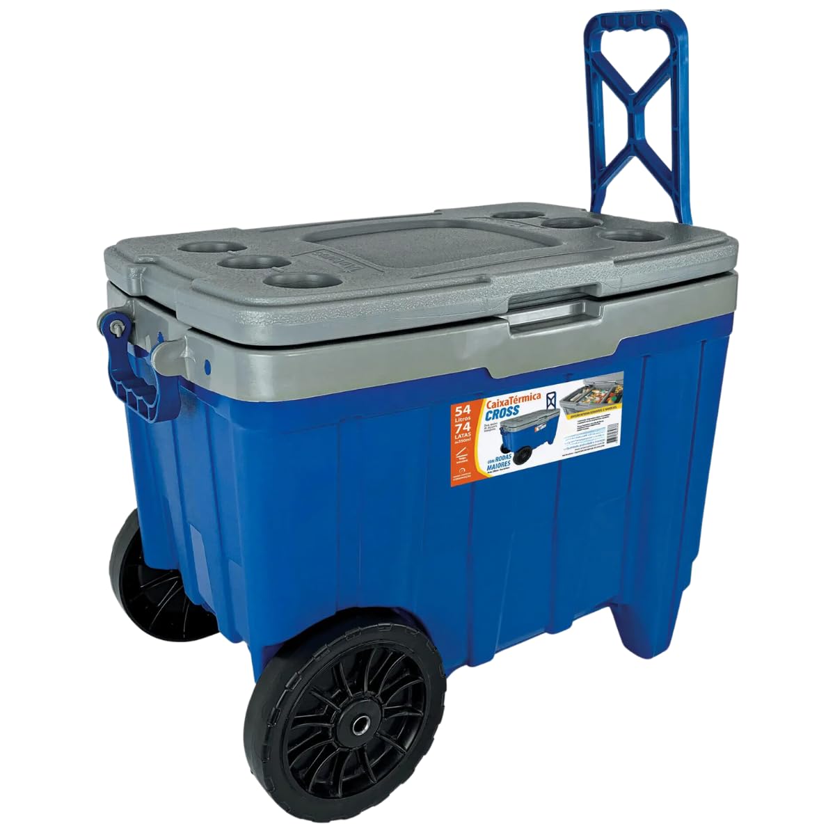 Cooler Térmico Grande 54L Caixa Térmica Antares Com Rodas CROSS